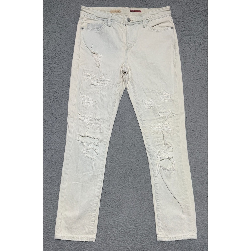 Pilcro Anthropologie Slim Boyfriend Denim Jeans Womens 26x29‎ White Distressed